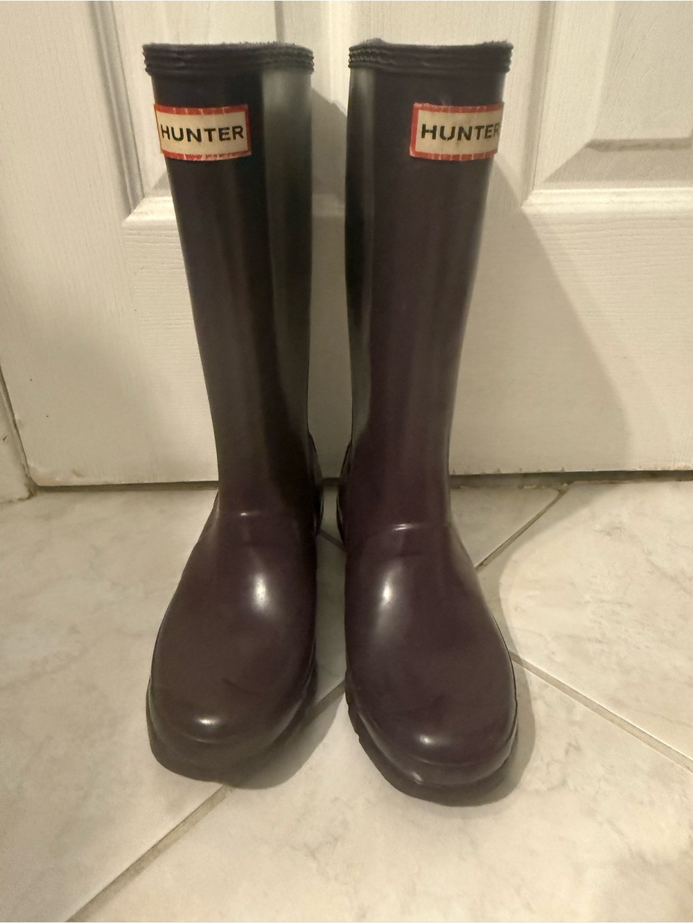 Hunter Kids Original Tall Waterproof Rain Boots Dark Purple, Size: Big Kid 4